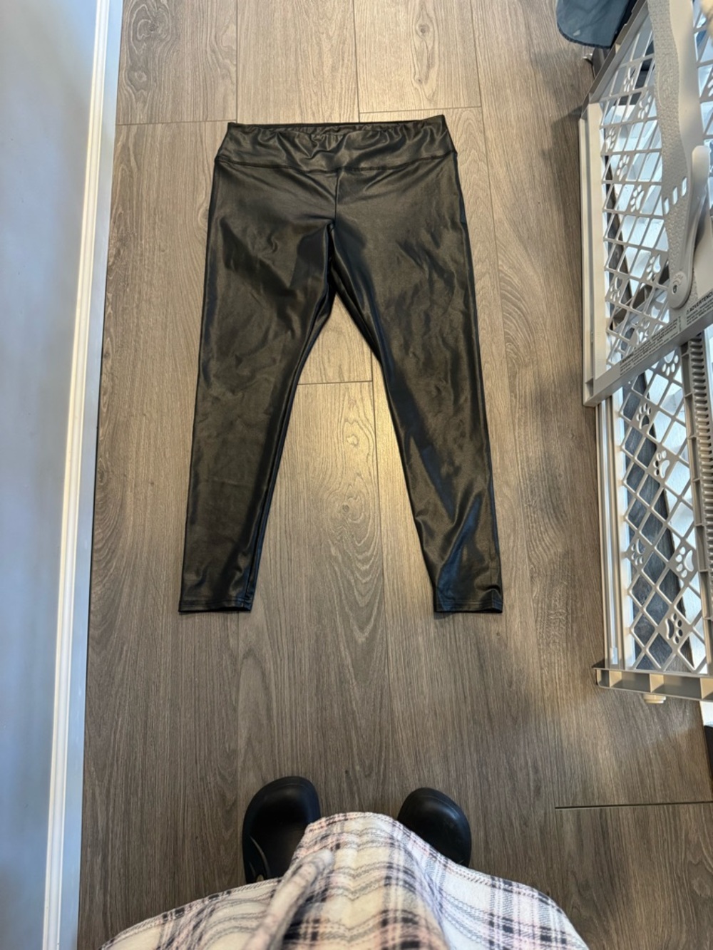 wild fable Black Faux-Leather Kids Leggings